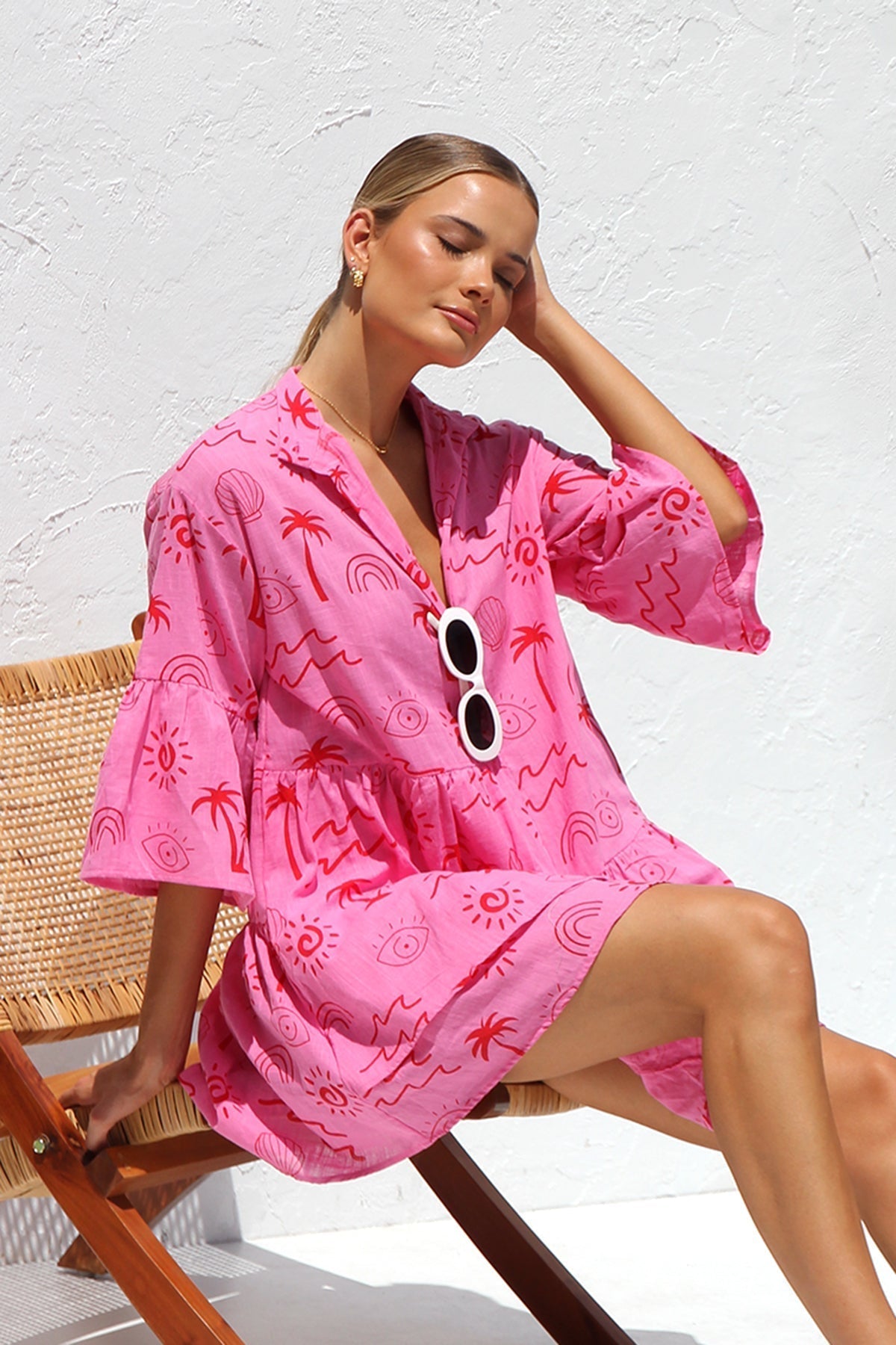Ethnic Style Loose Shirt Short Dress