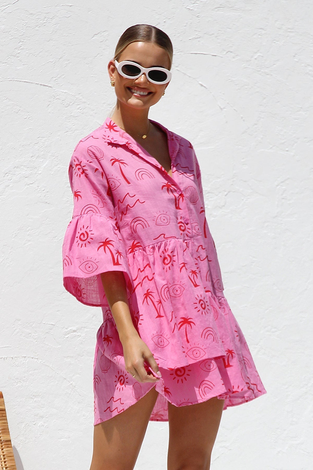 Ethnic Style Loose Shirt Short Dress