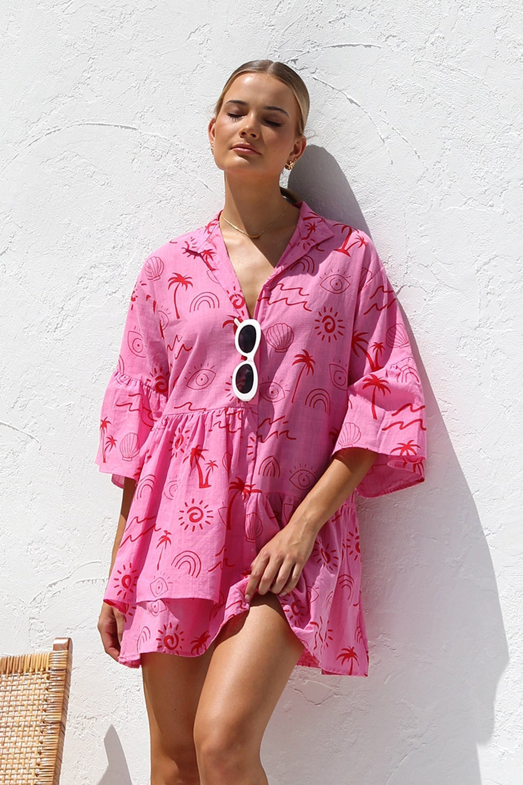 Ethnic Style Loose Shirt Short Dress
