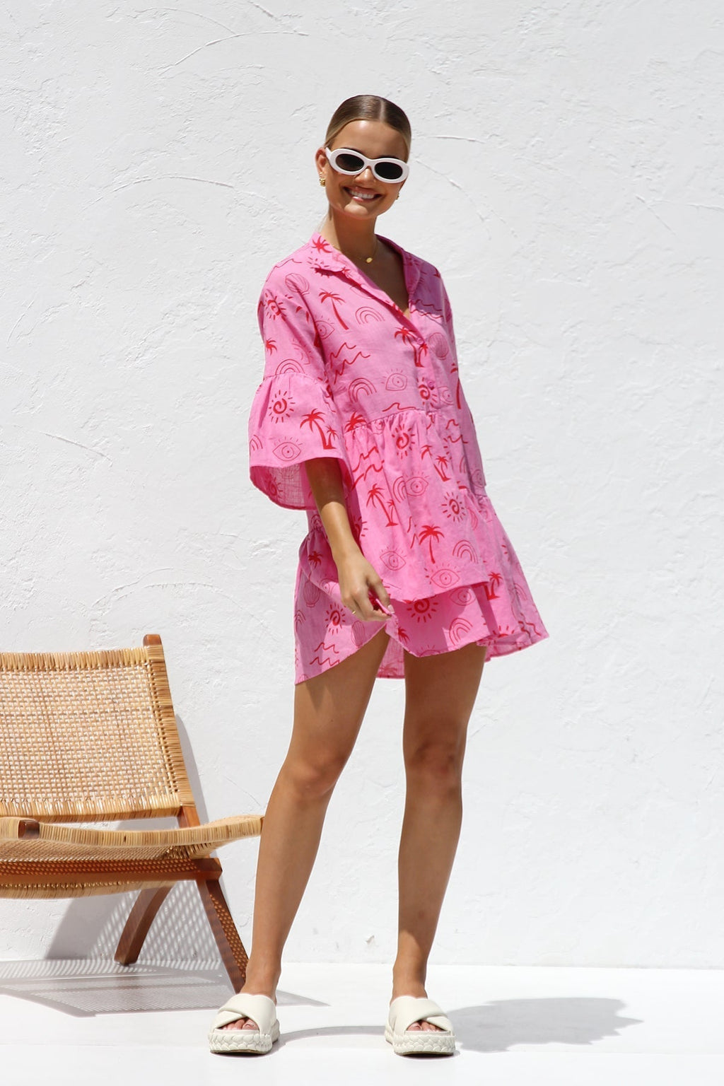 Ethnic Style Loose Shirt Short Dress