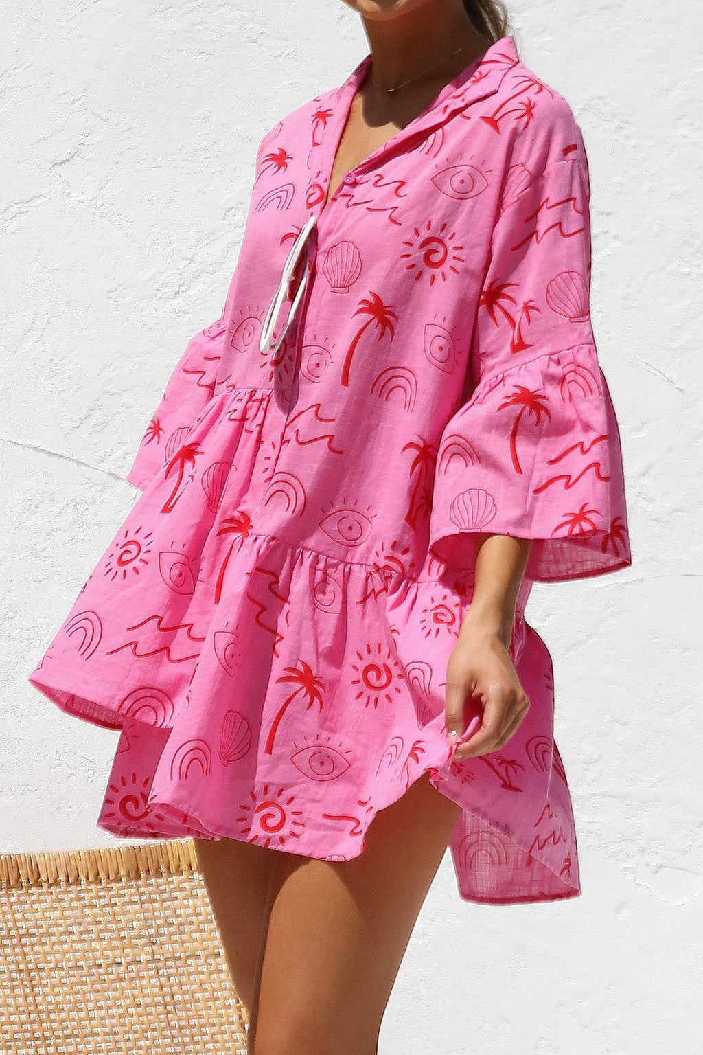 Ethnic Style Loose Shirt Short Dress