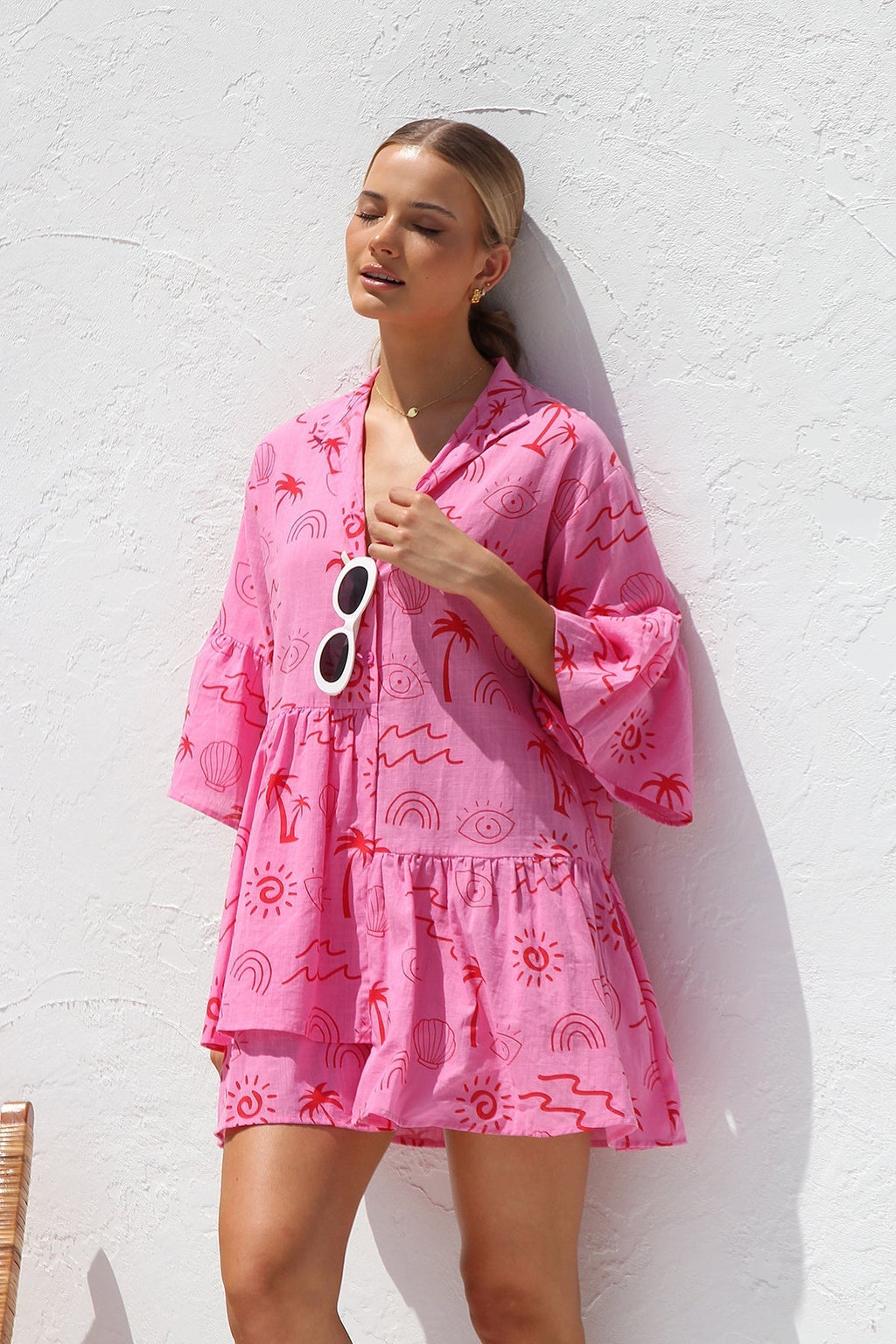 Ethnic Style Loose Shirt Short Dress