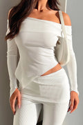 Melany Asymmetrical Off Shoulder Long Sleeve Top