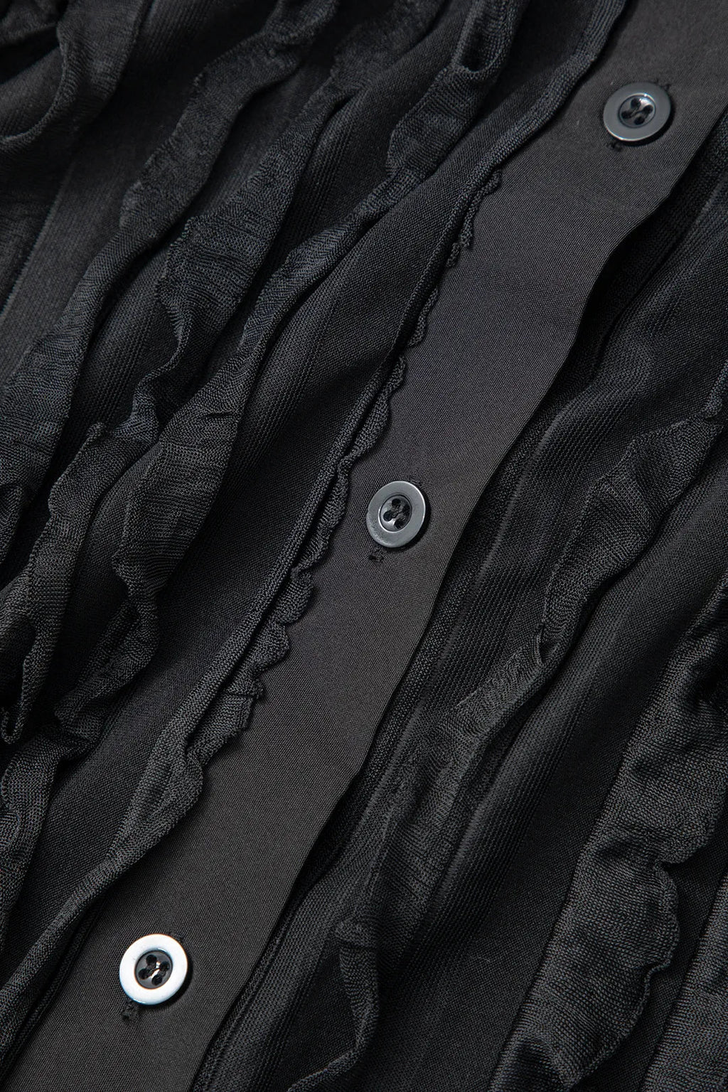 Pelze Black Button Slit Long Sleeve Maxi Dress
