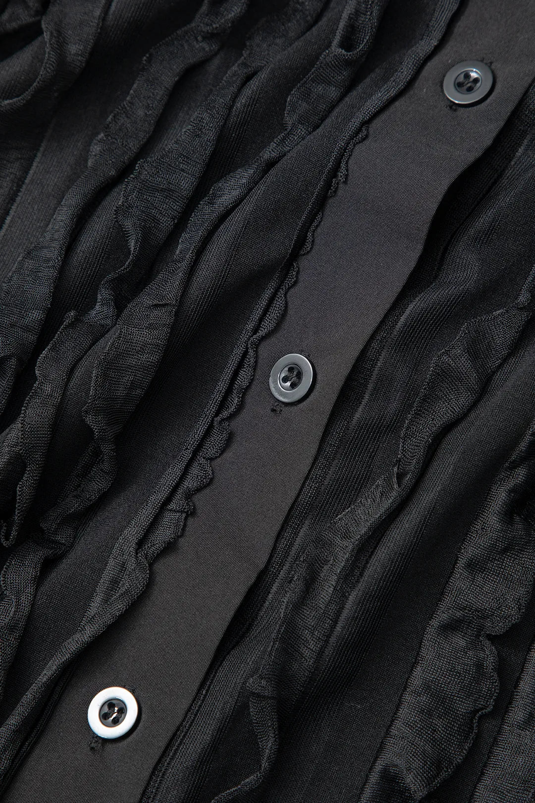 Pelze Black Button Slit Long Sleeve Maxi Dress