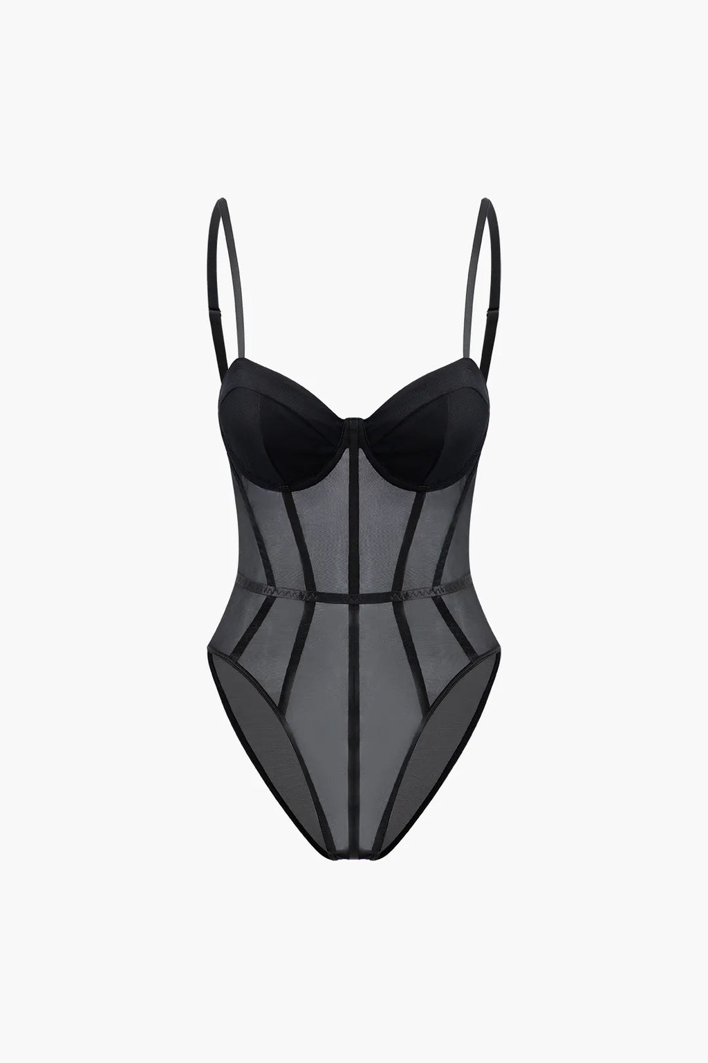 Reese Black Sheer Bustier Corset Bodysuit