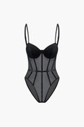 Reese Black Sheer Bustier Corset Bodysuit